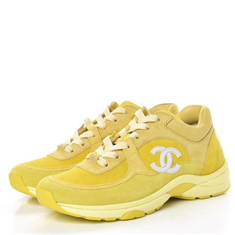 blue and yellow chanel sneakers|Chanel suede sneakers.